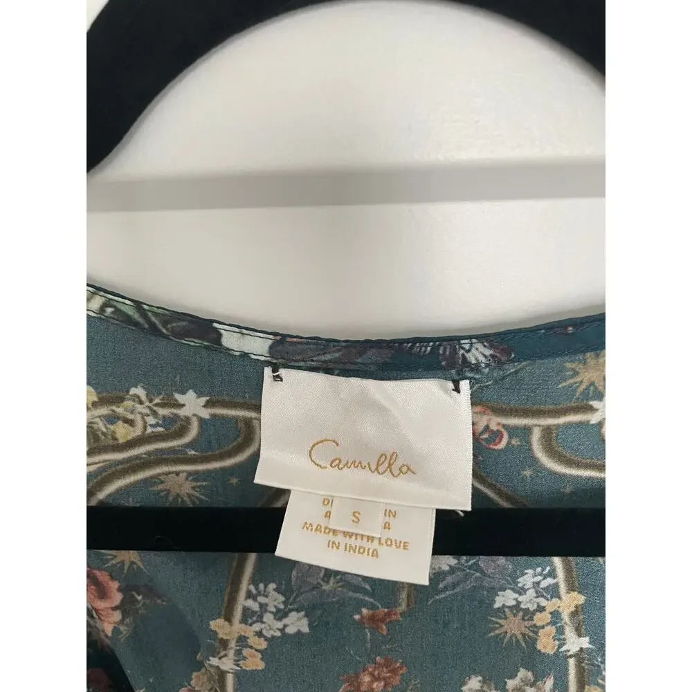 Camilla Silk Green Maxi Dress Size S - Picture 5 of 9